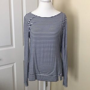 White House Black Market navy striped shirt.
